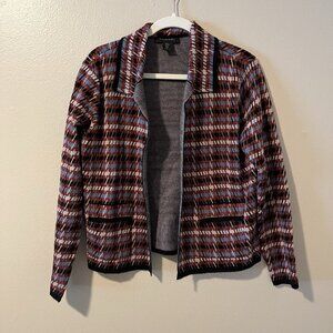 Tahari Blazer Cardigan Sweater Houndstooth Color Career Business Preppy Academia